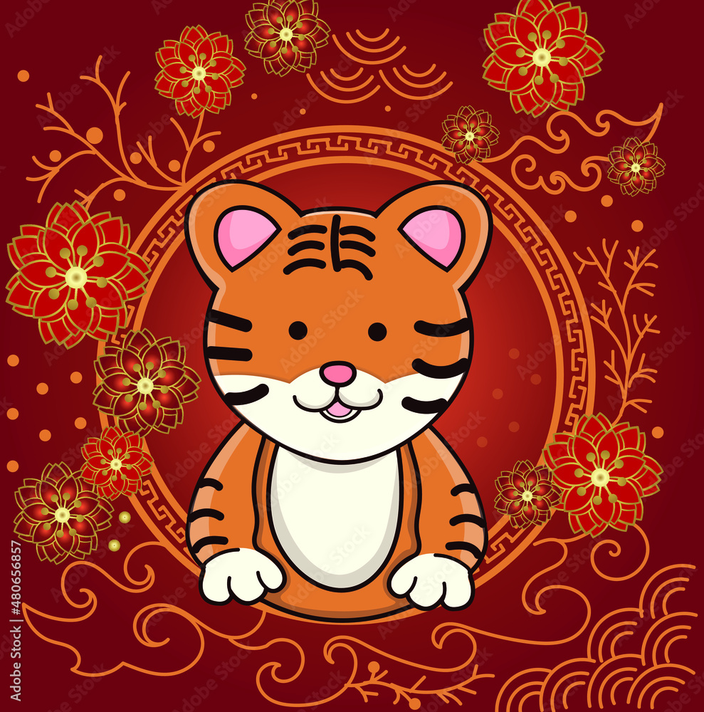 Cute Tiger for chines new year 2022 year of tiger