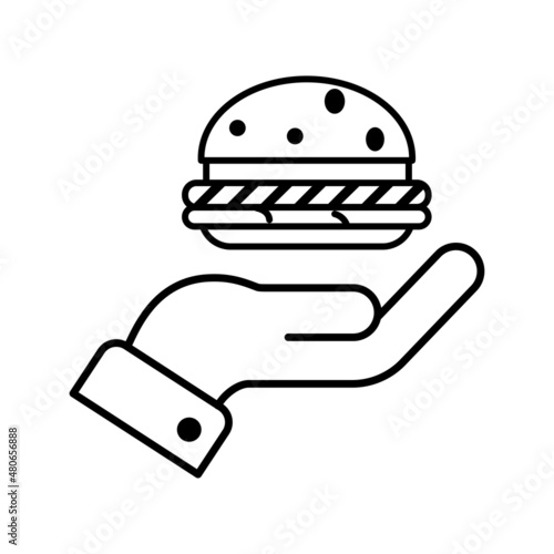 Open Hand With Hamburger Icon Vector.
