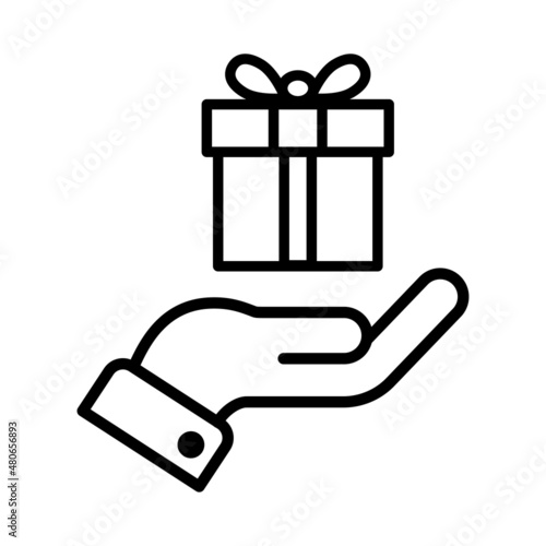Open Hand Holding Gift Icon Vector Design Template.
