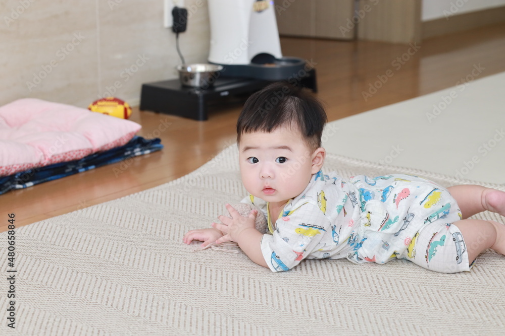 Fototapeta premium child playing in bed