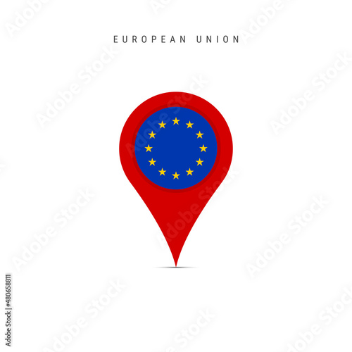 Free Download Teardrop map marker with flag of European Union. EU flag inserted in the location map pin. Flat vector illustration isolated on white background. - GFXLoad