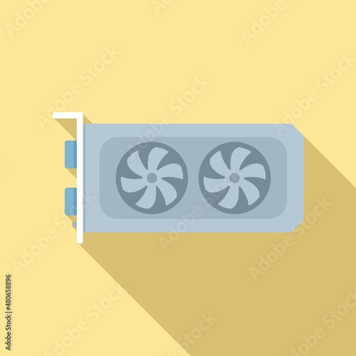Video card memory icon flat vector. Computer graphic