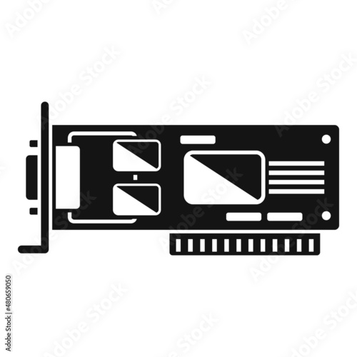 Video card display icon simple vector. Computer graphic