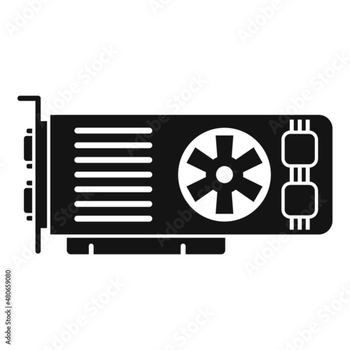 Video card cooler icon simple vector. Computer gpu