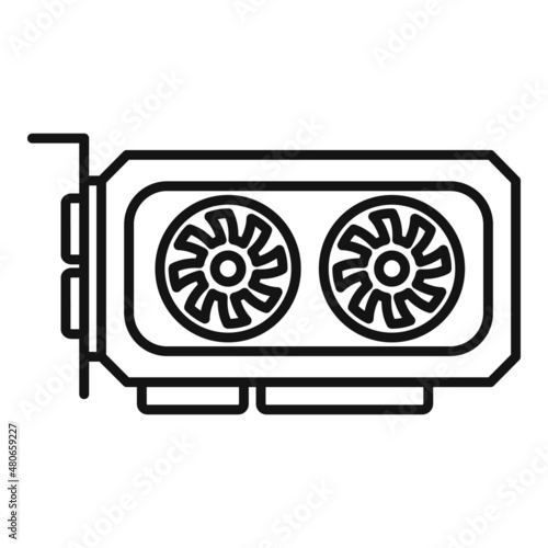 Video card icon outline vector. Graphic gpu