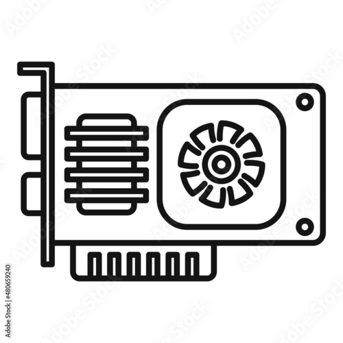 Computer video card icon outline vector. Gpu fan