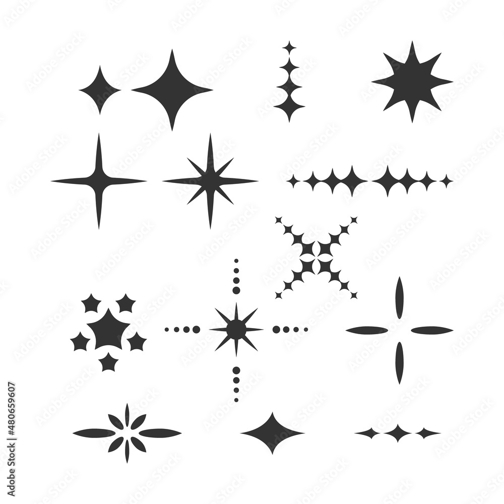Fototapeta premium Flat sparkling star collection. - Vector.