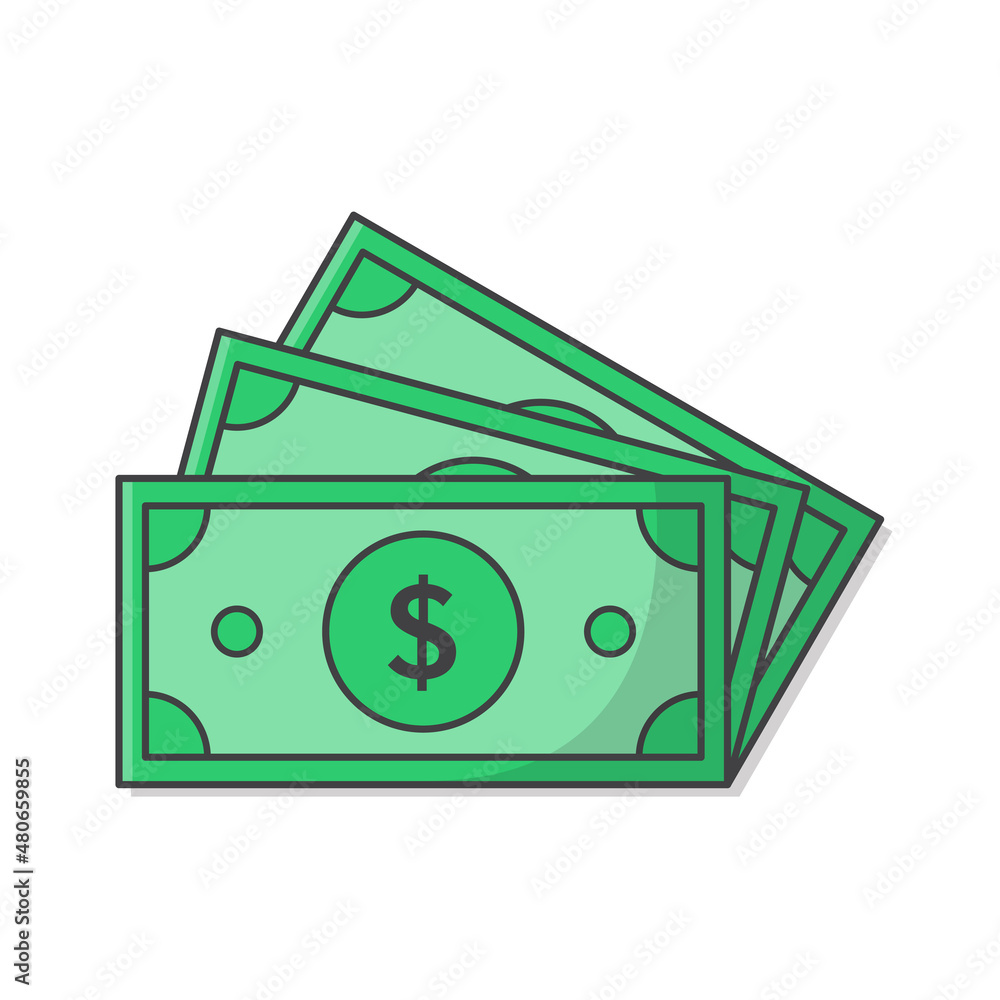 Dollar Money Cash Vector Icon Illustration. Dollar Bill Icon. Cash Money Dollar Money Cash Vector Icon Illustration. Dollar Bill Icon. Cash Money