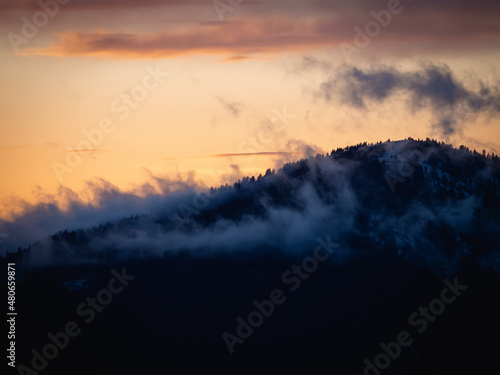 Beautiful Mountain Top Winter Sunset