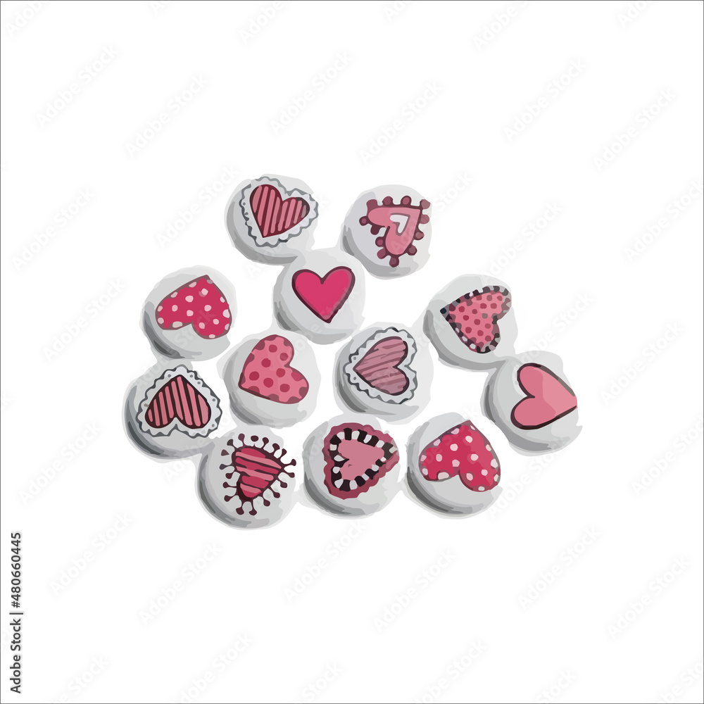 Valentine's day sale background with heart lollipop,cookies, streamers,gift box,marshmallow and garland. Modern design.Universal vector background for poster, banners, flyers, card,advertising Valentine's day sale background with heart lollipop,cookies, streamers,gift box,marshmallow and garland. Modern design.Universal vector background for poster, banners, flyers, card,advertising