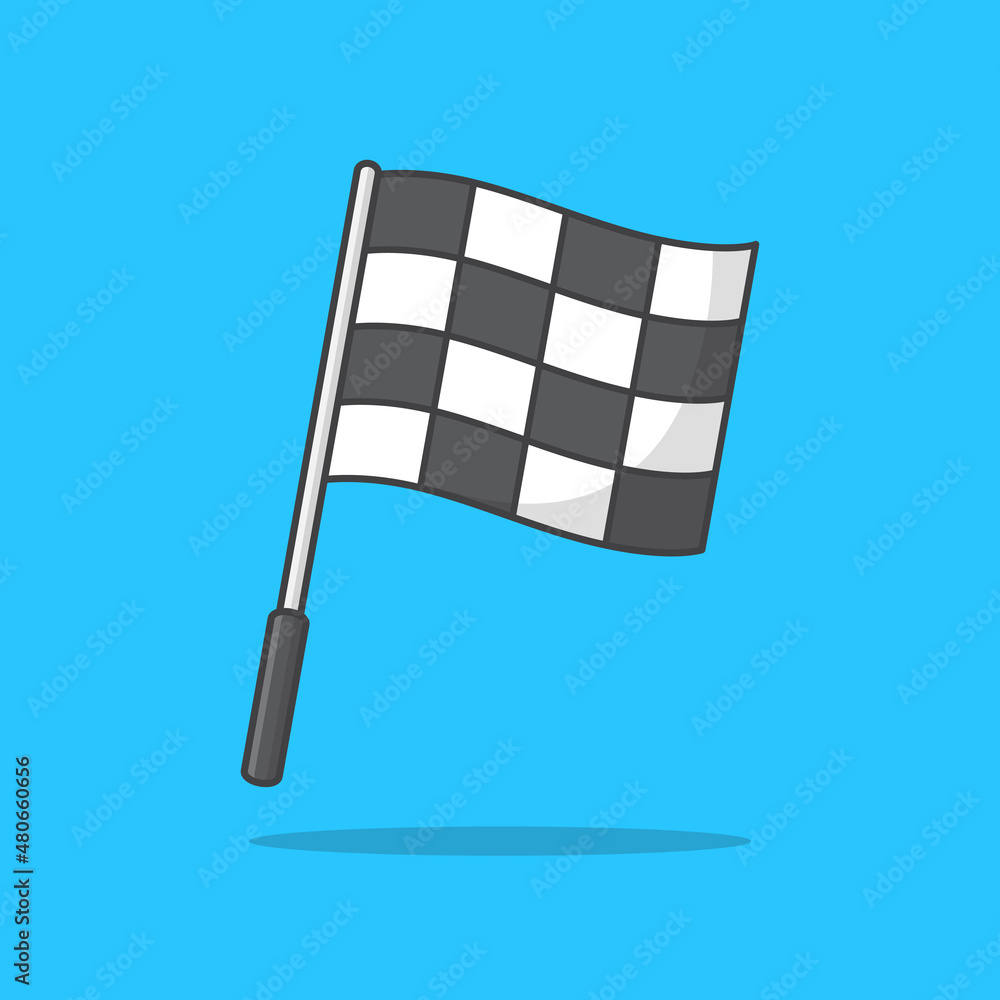 Checkered Race Flag Vector Icon Illustration. Start And Finish Flag. Racing Flag Icon