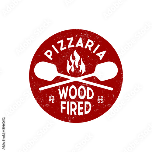 Vintage retro pizza logo and typography template