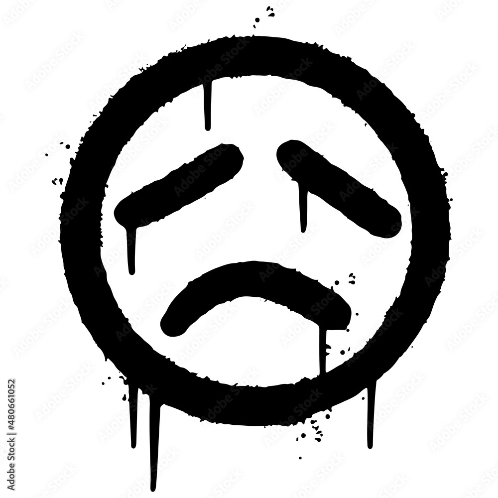 graffiti scary sick face emoticon sprayed isolated on white background ...