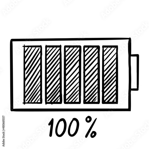 hand drawn of battery charging isolated on white background. vector illustration.