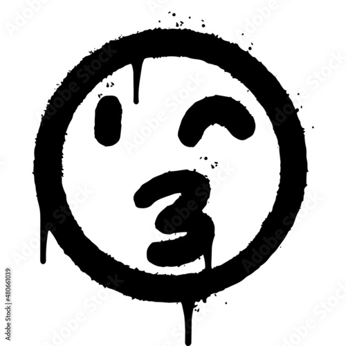 graffiti duck face emoticon sprayed isolated on white background. vector illustration.