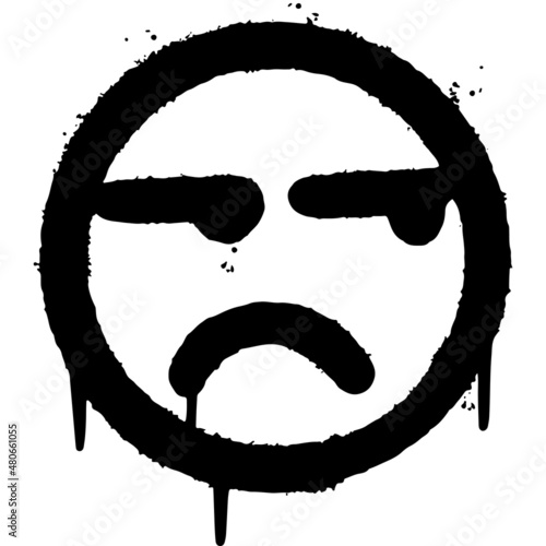 graffiti  Angry face emoticon sprayed isolated on white background. vector illustration.