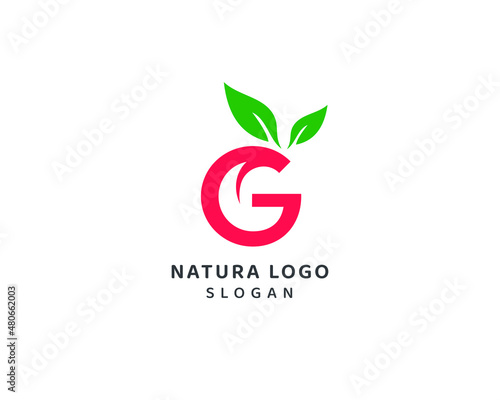 Abstract natural leaf, natural letter G logo, small letter G vector design