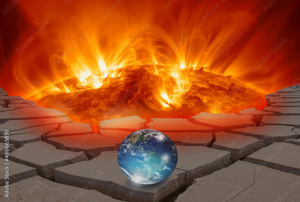 Global warming concept - Glass Globe (Planet Earth) on the dry soil ...