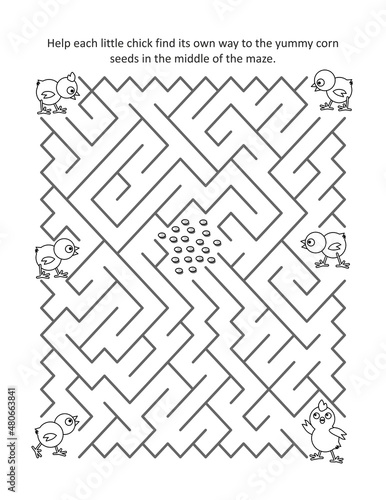 Maze game for kids - chicks and corn
