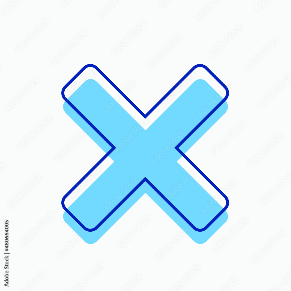 Cross X Flat Design for Icon, Symbol, and Logo. Blue X Square Vector for Graphic Resources. EPS 10 Editable Stroke Cross X Flat Design for Icon, Symbol, and Logo. Blue X Square Vector for Graphic Resources. EPS 10 Editable Stroke