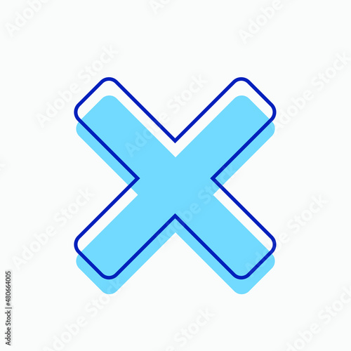 Cross X Flat Design for Icon, Symbol, and Logo. Blue X Square Vector for Graphic Resources. EPS 10 Editable Stroke
