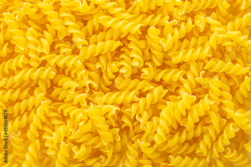 Uncooked fusilli pasta. Italian food fusilli pasta image for background. 