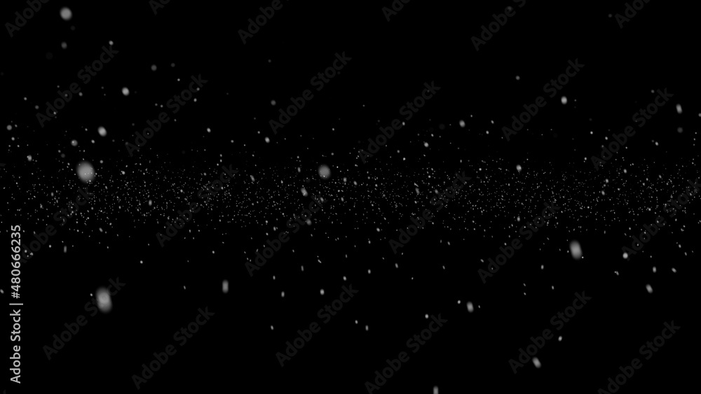 falling snow falling. Real snow on black background. 