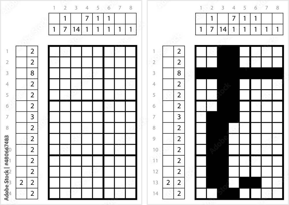 Fototapeta premium Alphabet T Lowercase Nonogram Pixel Art M_2201002