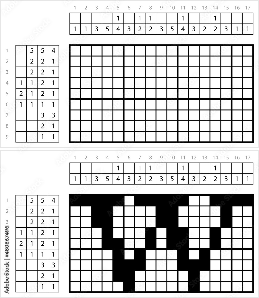Fototapeta premium Alphabet W Lowercase Nonogram Pixel Art M_2201001