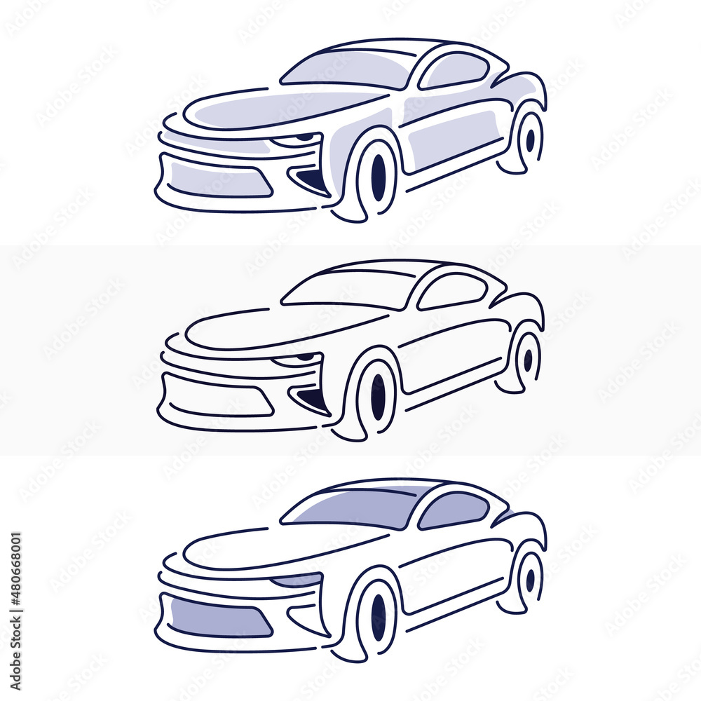 Obraz premium car line art design, car flat illustration vector template