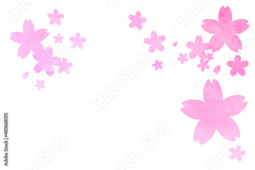 桜の花のフレーム 水彩テクスチャ イラスト素材