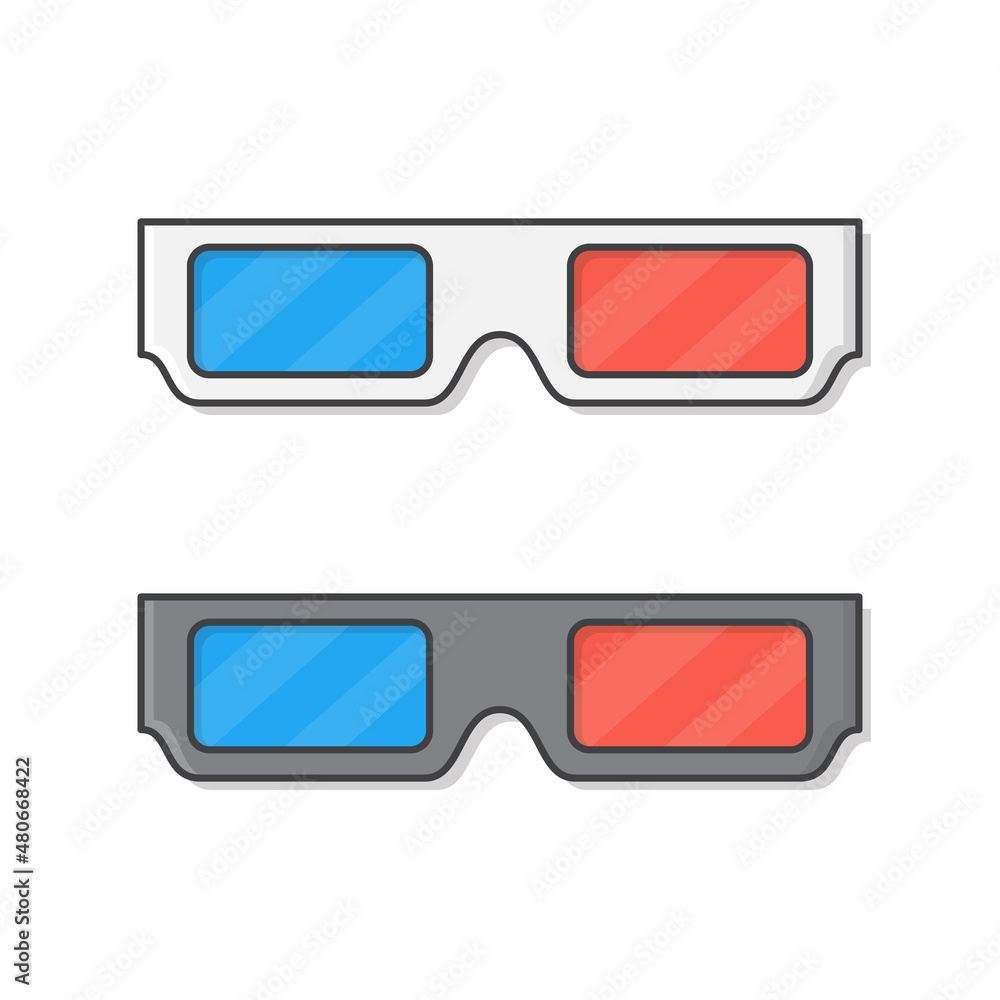 3D Cinema Glasses Vector Icon Illustration. Cinema Movie Flat Icon 3D Cinema Glasses Vector Icon Illustration. Cinema Movie Flat Icon