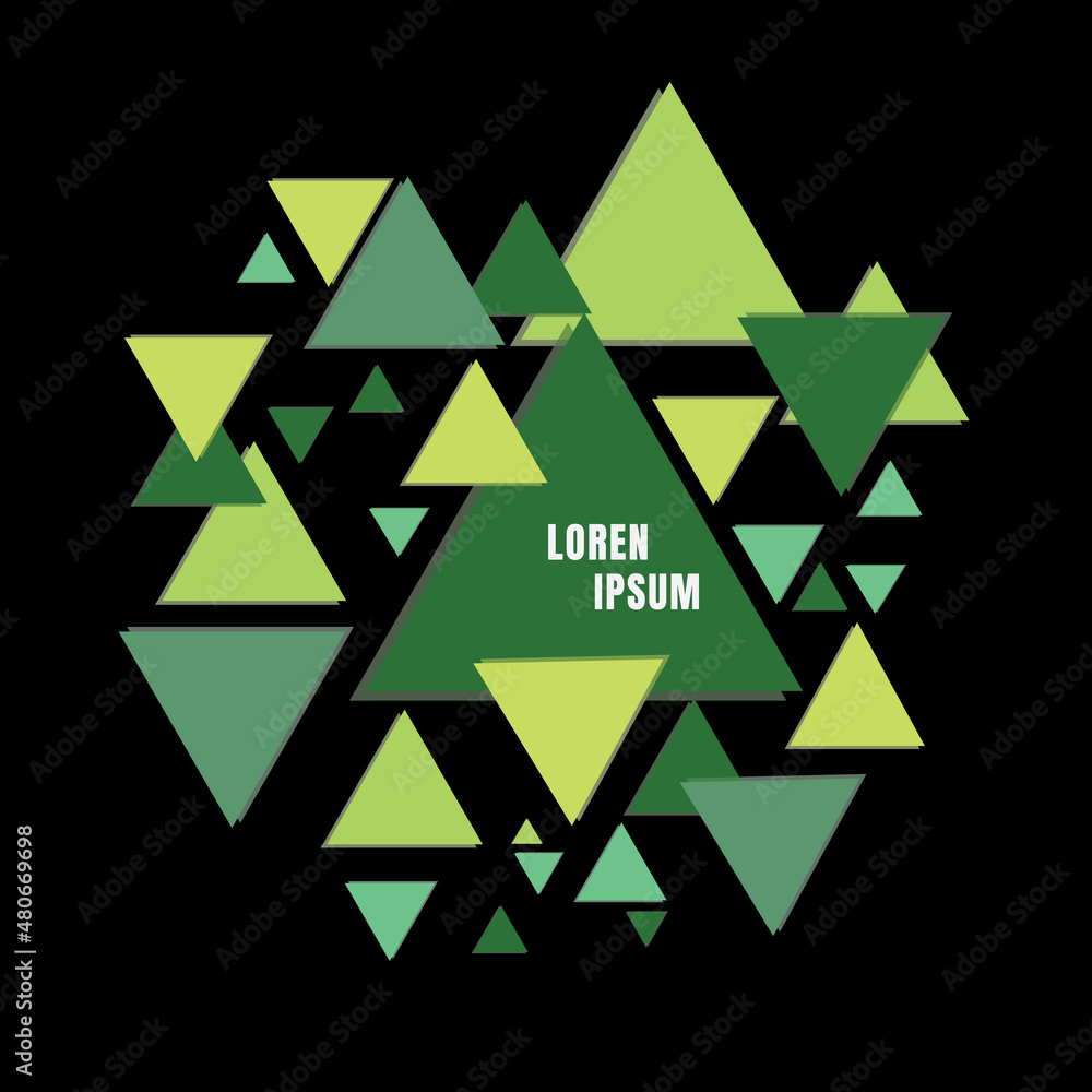 Abstract green triangle pattern isolated on black background. Abstract green triangle pattern isolated on black background.
