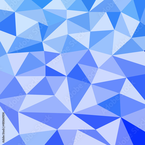 Abstract blue low polygon geometric triangles pattern background.