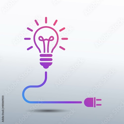 Problem solving concept with Lightbulb light and plug as creative solution idea, invention and innovation icon vector illustration