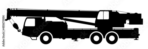 The crane Silhouette on a white background.