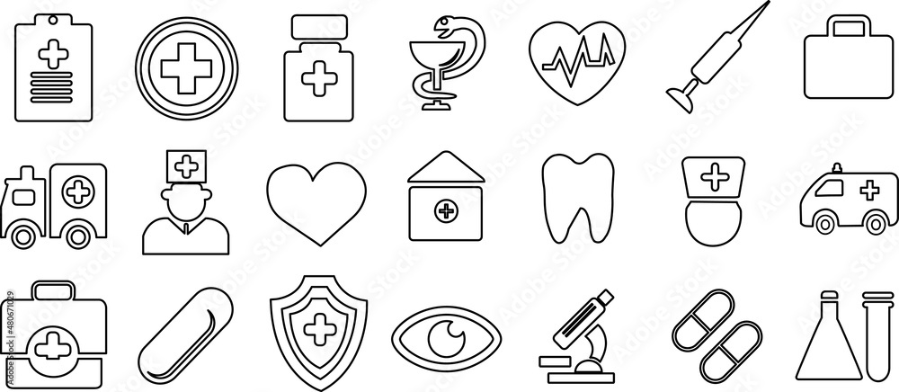 medical and hospital outline icon. isolated on white background. vector illustration in flat style design..eps