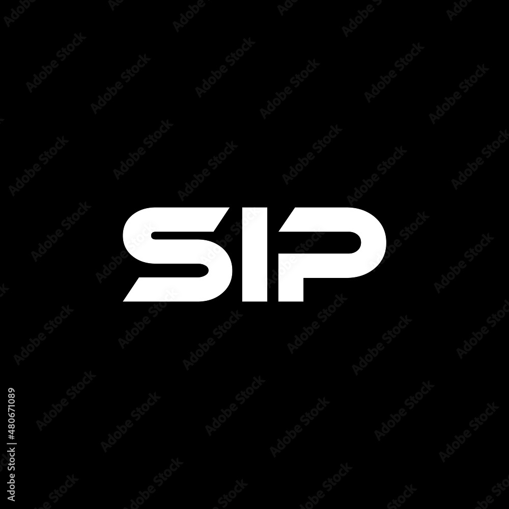 SIP letter logo design with black background in illustrator, vector