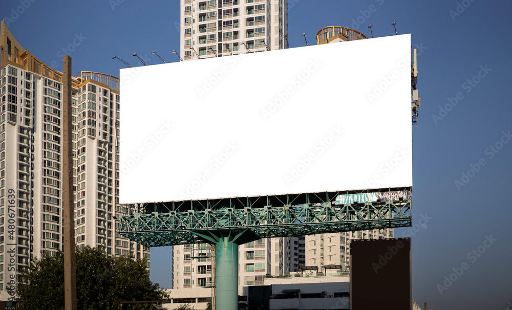 Billboard canvas mock up in city background beautiful