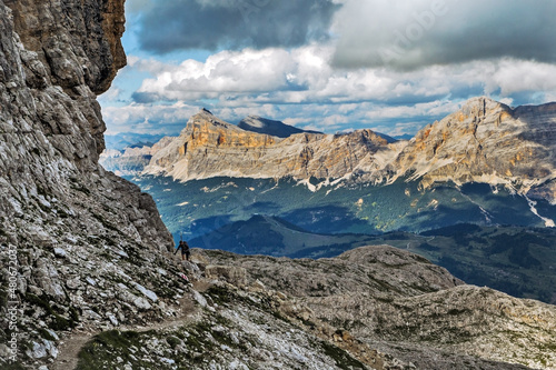 Puez Odle Dolomite panorama from Sella Group, Trentino, Val Badia