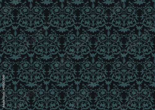 Seamless pattern with stylized flowers In baroque, rococo, victorian, renaissance medieval style. In decorative style. Ethnic patterned ornate hand drawn.medieval style. Vector illustration.