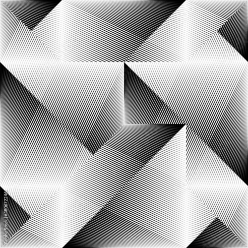 Geometric dynamic pattern, abstract halftone lines background, vector modern design texture. © khaladok