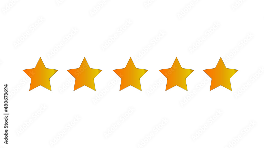 icon stars five gold on white background icon stars five gold on white background