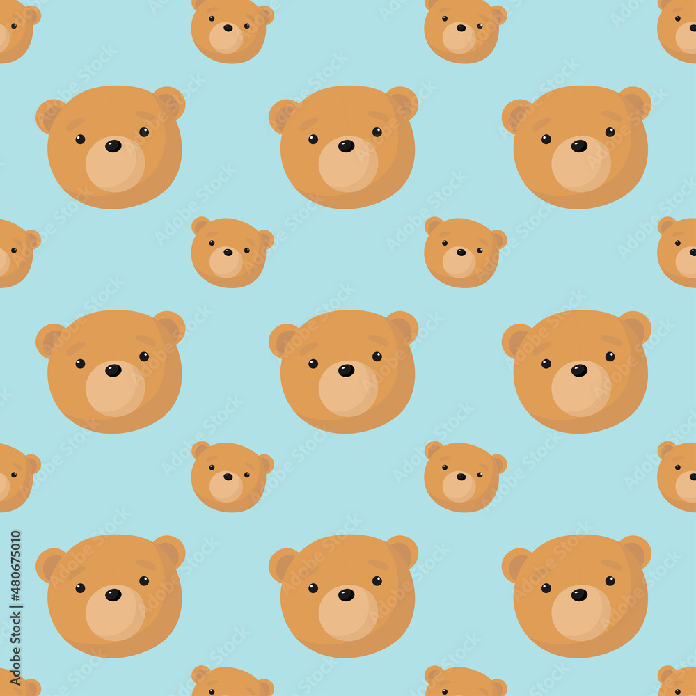 Vector seamless pattern with Cute Bear. For greeting card, posters, banners, children books, printing on the pack, printing on clothes, wallpaper. Vector seamless pattern with Cute Bear. For greeting card, posters, banners, children books, printing on the pack, printing on clothes, wallpaper.