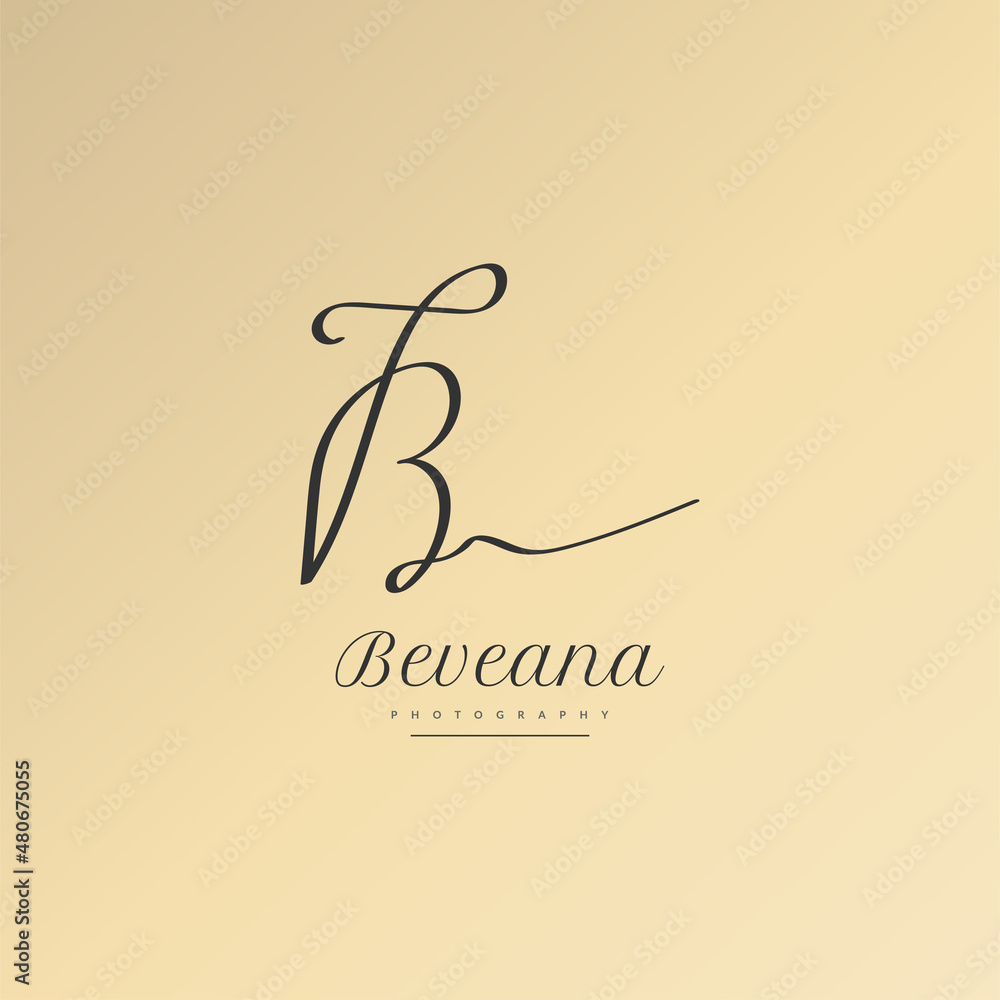Letter B Logo Design with Elegant Handwriting Style. B Signature Logo or Symbol for Wedding, Fashion, Jewelry, Boutique, Botanical, Floral and Business Identity
