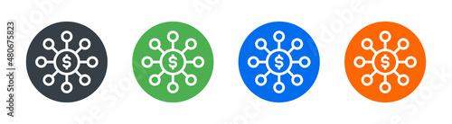 Distributed dollar money icon. Financial investment concept.