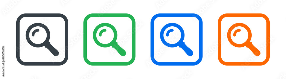 Magnifying glass icon button vector. Magnifying glass icon button vector.