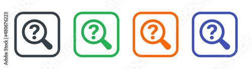Search question icon set in color design. photo