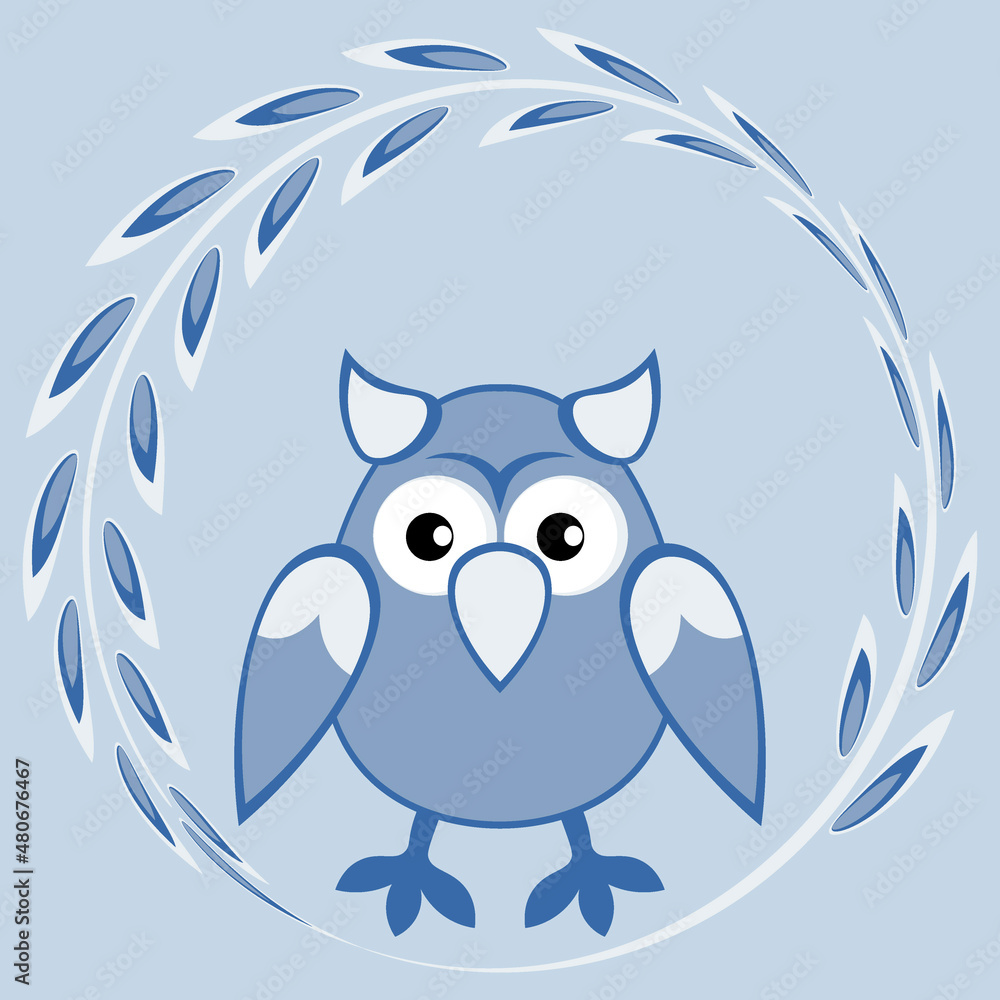 Fototapeta premium cartoon styled owl, drawing of a child. Design element. Birds - stylization
