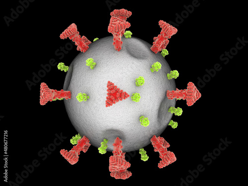 3d render Omicron virus microscopic view

